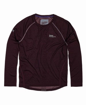 Superdry Active Loose Microvent Hosszú Ujjú Férfi Pólók MélyBordó | TLOQY5320